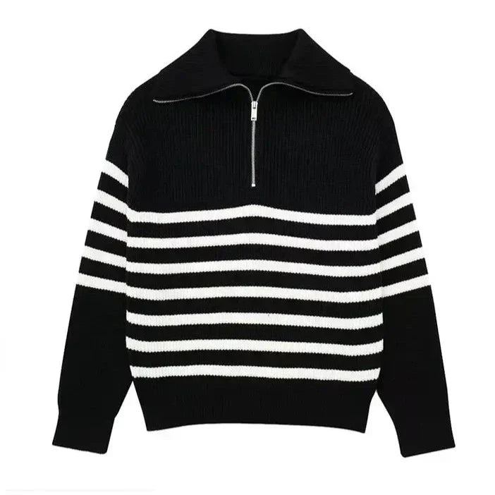 Brian | Striped Zip Sweater