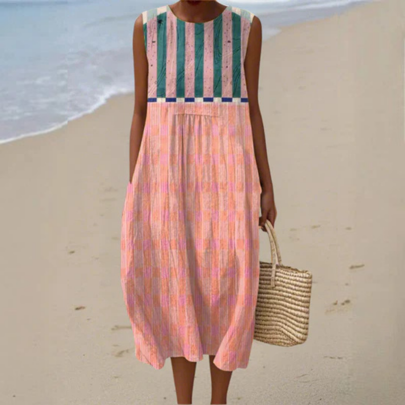Lily | Striped Pastel Midi Dress